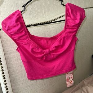 shein pink crop top size S
